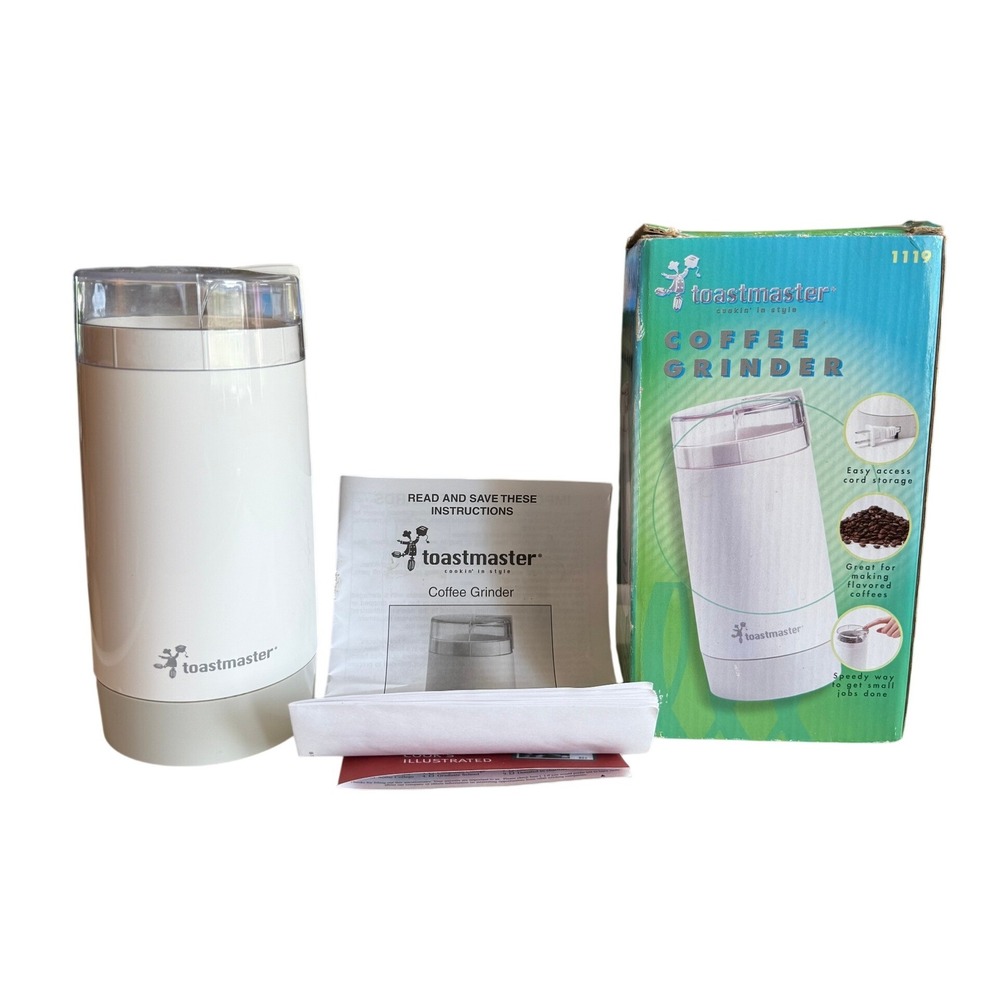Toastmaster Coffee Grinder 1119 2oz White Stainless Steel Kitchen Appliance
